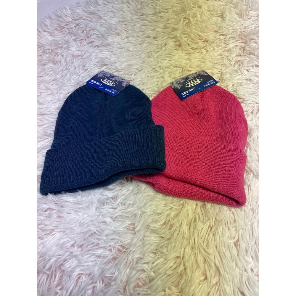 Skull caps Beanies Rugged Wear‎ One Size Pink Blue Set of 2 Knitted Winter Hat